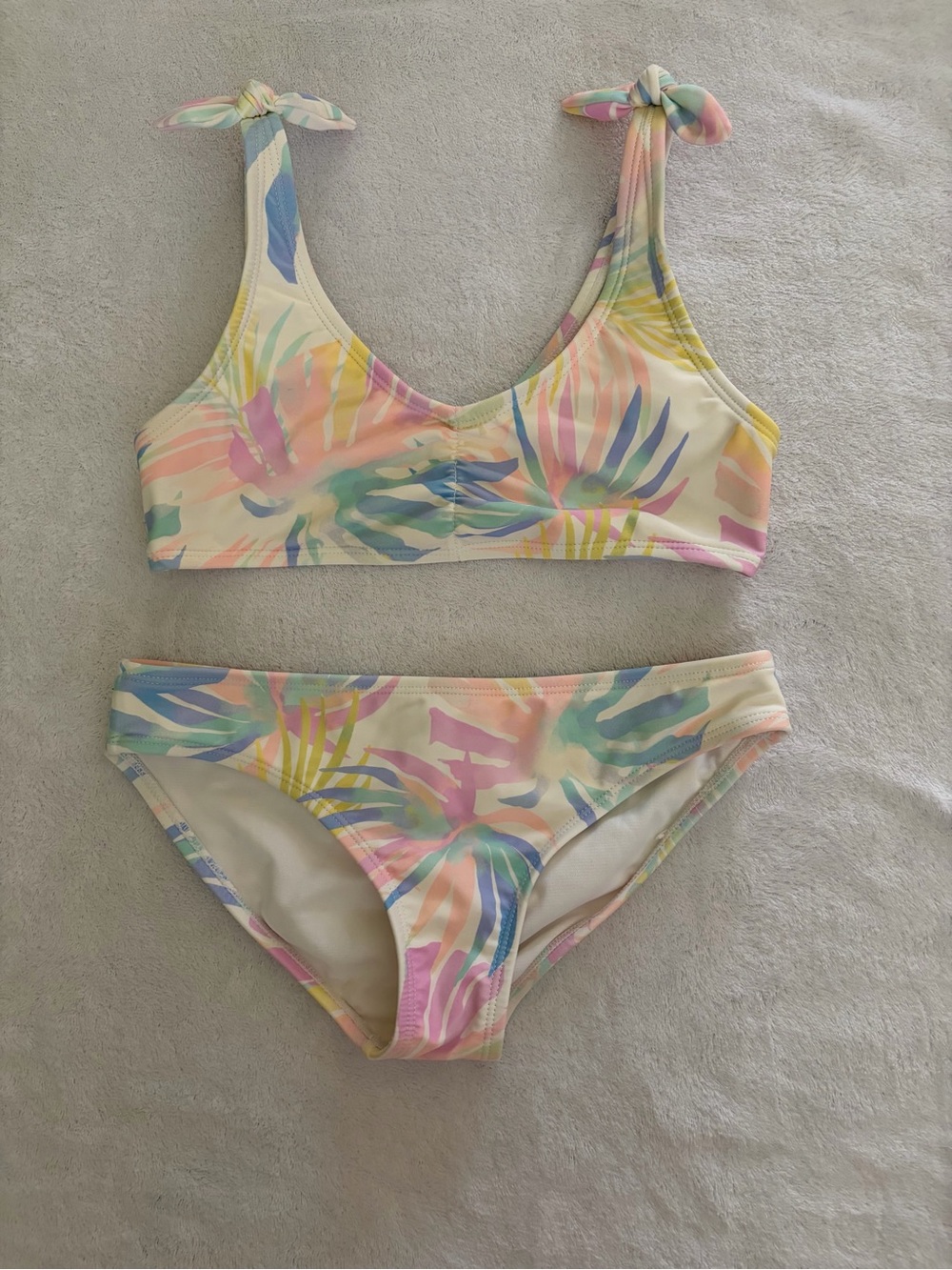 Raisins Pastel Tropical Print Girls Bikini - Pink Blue Yellow Green Sz 10